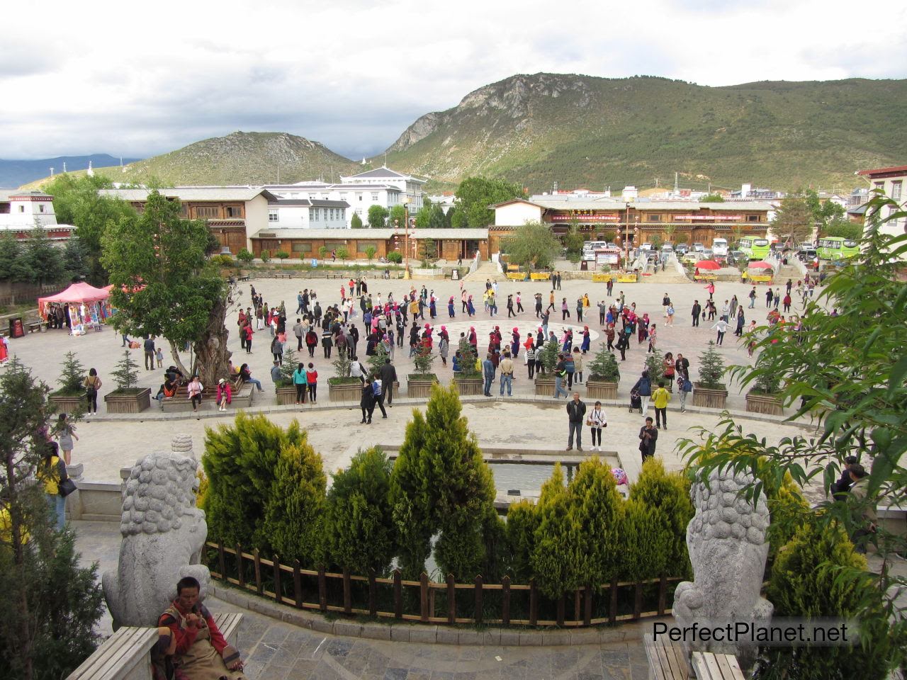 Dances in the Square at sunset